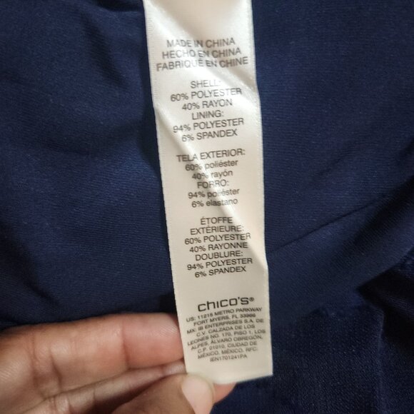 Chico's 0 Monochrome Navy Blue Polka Dot Midi Dress Size Small NWT $80 - Picture 6 of 6